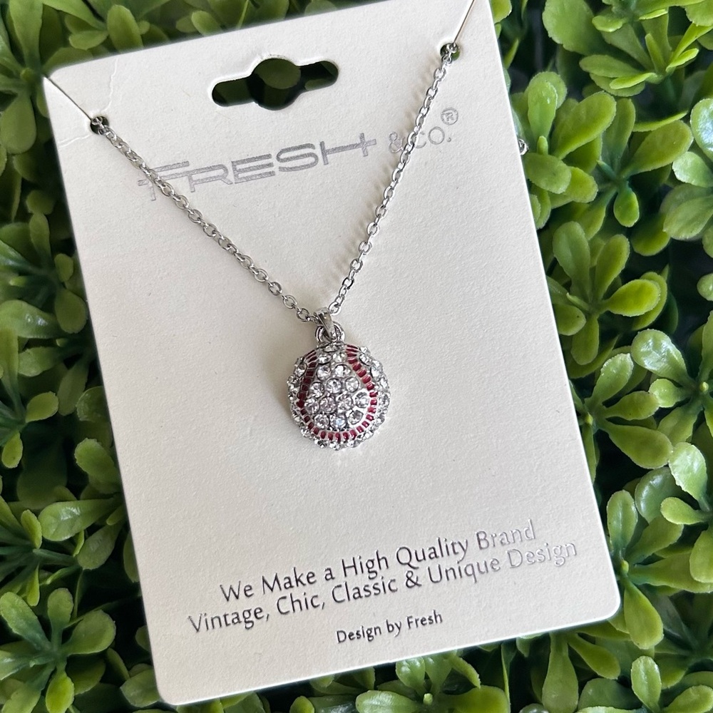 Pave Baseball necklace .